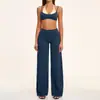 Conjunto casual transfronteiriço europeu e americano, falso duas peças em blocos de cor, conjunto de ioga de cintura alta, conjunto para corrida ao ar livre 2585