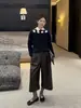 ICCIICC Pantalones de Pierna Ancha de Cuero PU Modernos de Moda Otoñales, Pantalones Casuales Sueltos Acortados para Mujer, Modelo Nuevo 2912