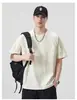 Estilo Verão 2026 Novo Top Masculino de Manga Curta com Gola Redonda, Patchwork com Estampa Tie-Dye Estampada em Aço, Moderno e Versátil, Comprimento Curto