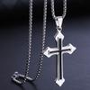 Collar con Cruz de Esmalte Negro Transfronterizo Europeo y Americano, Cadena de Suéter de Acero de Titanio de Moda que No se Desvanece, Acero de Titanio que No se Desvanece
