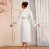 Comércio Exterior Conjunto de Duas Peças Roupão Patchwork de Tela Branca Vestido Camisola Sexy sem Costas Conjunto de Pijama Feminino 1259+8167