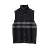 Colete sem mangas de malha macia com gola alta em camadas de Caxemira para Outono e Inverno, Colete Color Block com Fio Floral Feminino, Estilo Novo