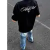 Camiseta de Manga Curta com Bordado de Estrela Estilo Americano Levemente Luxuoso para Homens e Mulheres, Verão, Caimento Solto, Marca Tendência, Top de Manga Meia-Manga para Casal