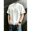 Camiseta de alta calle americana 2026 con hombro derecho deconstruido para niños, de manga corta pesada deportiva de moda, media manga