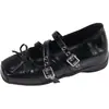 Zapatos Mary Jane Cuadrados de Suela Gruesa con Tacón Oculto Estilo Callejero Nicho para Mujer Estilo Ballet Retro Francés Zapatos Planos con Lazo