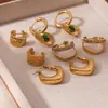 Europa y Estados Unidos INS18K chapado en oro real forma geométrica circón retro Joker pendientes de acero inoxidable pendientes en stock al por mayor