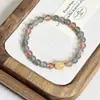 Pulsera de Cristal de Fresa y Piedra Lunar Gris Pulsera de Nicho Estilo Minimalista de Lujo Ligero Pulsera de Perlas de Agua Dulce Pulsera de Cuentas de Cristal