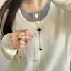Collar de Tirar con Piedra Ojo de Tigre Dorado para Mujer 2025 Nuevo Melard Accesorios Largos Lujo Ligero Nicho Cadena de Suéter de Gama Alta