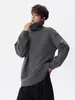 Suéter de Cuello Alto Irregular de Peso Alto para Hombre, Marca de Moda Otoño e Invierno, Estilo Old Money, Corte Holgado, Ropa de Punto Base Cálida