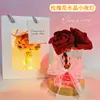 Lâmpada de Flor Rosa Famosa na Internet com Luz de Cristal e Base de Madeira Maciça, Dia dos Namorados, Festival Qixi, Decoração de Aniversário, Presente de Feriado