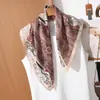 Bufanda de Seda de Dos Tonos con Patrón de Espiga de Doble Cara Estilo Francés para Mujer, Pañuelo Cuadrado de Alta Gama, Versátil para el Trabajo, Bufanda Decorativa para el Cuello, Bufanda para Mujer