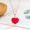 Collar de Ágata Roja para Mujer Colgante de Corazón Rojo Pequeño Amor de Verano Lujo Ligero Retro Cadena para Clavícula Extremadamente Fina Elegante para Dama Nuevo 2022