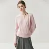 Camiseta de Capa Base Otoño e Invierno Suéter de Punto Cruz Holgado Cuello Redondo Moda Punto de Tejer Suéter de Cachemir Asimétrico para Mujer
