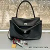Bolsa Kelly de Couro Genuíno Feminina Bolsa de Mão Retro com Fecho Bolsa Tote Grande Capacidade Bolsa Grande de Ombro Único Transversal Feminina