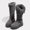 Botas de Nieve Largas Gruesas con Suela Gruesa y Forro de Felpa Gris para Mujer, Nuevo Estilo Invierno 2026, Convertible de Caña Alta, Calzado Caliente de Algodón de Doble Uso