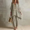 Moda Femenina Europea y Americana Nueva de Verano 2026: Conjunto de Ropa de Trabajo Elegante y Casual, Atuendo Rayado Elegante para el Día a Día