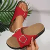 Zapatos Birkenstock para Mujer 2026 Verano Nuevo Estilo Hebilla Grande Piel Genuina Sandalias Planas Antideslizantes Sandalias con Tira para Exteriores para Mujer