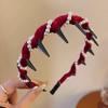 Elegante diadema ondulada con estampado de leopardo para mujer, textura esponjosa, alta presión en la parte superior del cráneo, accesorios avanzados para el cabello, pinzas para el cabello de otoño