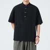 Chegada de Verão 2025 tamanho grande Algodão Linho Cor Sólida Multicolor Estilo Chinês Tendência Camisa Masculina Pulôver Manga Meia Vestido Tang