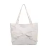 2026 nueva bolsa de lona de moda estilo coreano con lunares, bolso de mano, bolso tote con lazo, bolso de hombro para la oficina, moderno