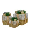 Set de tres cajas de regalo iluminadas de hierro forjado con tema navideño, para exhibición y decoración de escenas festivas, apto para ventas transfronterizas