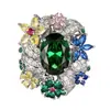 Anillos de Joyería, Accesorios, Anillos Abiertos con Piedra Preciosa Verde Pavo Real Brillante, Moda de Alta Gama, Lujo Ligero, Estilo Vintage para Mujer, Venta al por Mayor