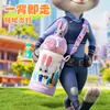 Termo para niños de alta apariencia en acero inoxidable, lindo diseño de caricatura para estudiantes, temática de Zootopia, taza pequeña portátil de vientre con tapa trasera