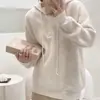 Suéter pullover con capucha y cordón de cuello semiabierto para mujer, nuevo estilo de otoño, top de punto holgado para mujer, disponible para pedido personalizado