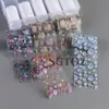 Papel de transferencia para decoración de uñas con cielo estrellado, encaje, rosa y patrones florales, encaje blanco vintage, degradado floral, decoración de uñas DIY