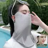 Mascarilla Protectora Solar de Verano para Hombres y Mujeres Protección UV para Todo el Rostro Velo de Seda Helada Mascarilla de Verano Transpirable Protección del Cuello Cubierta del Cuello