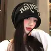 Gorro de Punto con Borde Enrollado y Letras Estilo Coreano para Mujer, Delgado de Primavera/Verano de Alta Calidad tipo Slouchy, Circunferencia de Cabeza Grande Hace que la Cara se Vea Más Pequeña, Gorro para Cubrir la Cabeza