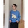 Perro de Peluche ENFP Estilo Coreano Joya Suéter con Lazo Tridimensional Top de Punto de Invierno para Mujer J281B