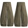 Muxi Clothing # Calça Casual Desconstruída Estilo Americano Workwear para Homens, Corte Solto, Calça Longa com Sensação Vintage de Alta Qualidade.