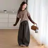 Conjunto de Dos Piezas para Niñas Primavera y Otoño 2026 Nuevo Estilo Coreano Moderno Camiseta Falsa de Dos Piezas Pantalones de Pierna Ancha Pantalones Casuales Curvos Conjunto