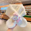 Bufanda de Peluche Nueva para Niños Linda de Dibujos Animados Imitación Piel de Conejo Bufanda Cálida Color Sólido Cruzada Engrosada Gato Kt Tendencia para Bebés