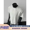 Camiseta Masculina de Verão Cleanfit Americana Pesada Desconstruída Manga Curta Versão Boxy Top de Manga Curta com Painéis de Tecido Air Layer