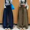 Pantalones de chándal con diseño de cordón otoñal, corte regular, pantalones casuales simples y versátiles, de cintura alta, adelgazantes, deportivos, pantalones de pierna ancha con forma de curva