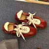 Zapatillas de entrenamiento alemanas para mujer, de cuero suave con tratamiento de aceite y cera, con bloques de color, suela gruesa que aumenta la altura, nuevas para otoño, versátiles, cómodas, deportivas y casuales