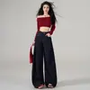 Calça jeans feminina de cor original azul escuro, estilo americano, não desbota, corte amplo e solto, modelo novo, forrada com fleece, fluida, comprimento total.. Yichun