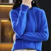 Estilo Novo Outono e Inverno Barra Canelada 100% Lã Moletom Pulôver Solto Simples Casual Malha Camisola Interna para Mulheres