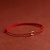Tobillera de oro puro 999 con hebilla de paz para mujer, pulsera delgada tejida con cuentas de la fortuna, regalo del Día de San Valentín para la industria de la belleza y la belleza
