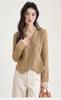 [Mano de Obra Original] Nuevo Estilo Primavera y Otoño 2025, Cuello en V, Manga Larga, Diseño con Abertura para Mujer, Elegante y Ajustado, Capa Interior