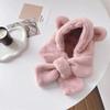 Gorro para niños, bufanda, gorro integrado, forro polar de invierno, grueso, protección para los oídos, conjunto de dos piezas a prueba de viento para niños y niñas.