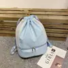 Bolsa de Ginástica Simples de Grande Capacidade Bolsa de Natação com Compartimento Seco e Úmido Compartimento Independente para Sapatos Bolsa de Yoga Mochila com Bolso de Cordão