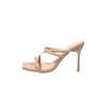 Sandalias de Tacón Alto de Verano 2026, Punta Cuadrada, Color Nude, para Mujer con Pies Anchos, Tacón Delgado, Estilo de Hada, con una Sola Tira