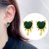 Brincos de Coração de Esmeralda com Pino de Prata 925 Design de Nicho para Mulheres Simples Elegantes Moda Brincos Assimétricos Joias