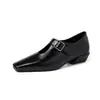 Couro Bovino de Primeira Camada~Sapatos Quadrados Únicos com Fivela, Estilo Simples Outono 2026, Sapatos Pequenos de Couro Confortáveis e Fáceis de Usar
