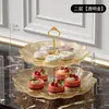 Mesa de Postres de Lujo Transparente Resistente a Roturas por Mascotas Bandeja de Dulces Multicapa Chapada en Oro Bandeja de Frutas Mesa de Pasteles y Bocadillos para Fiesta de Banquete