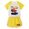 Roupa de Verão Nova Infantil para Menino Roupa de Duas Peças Casual Esportiva Shorts de Ciclismo Camiseta de Manga Curta Shorts
