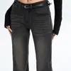 Pantalones Acampanados Negros y Grises No Ajustados para Mujer, Nuevo Estilo Otoño e Invierno 2025, Talla Petite, Jeans Acampanados Retro Americanos Color Gris Ahumado